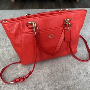 New Coach Mini Ellis Tote in Pebble Leather Watermelon‎ Gold